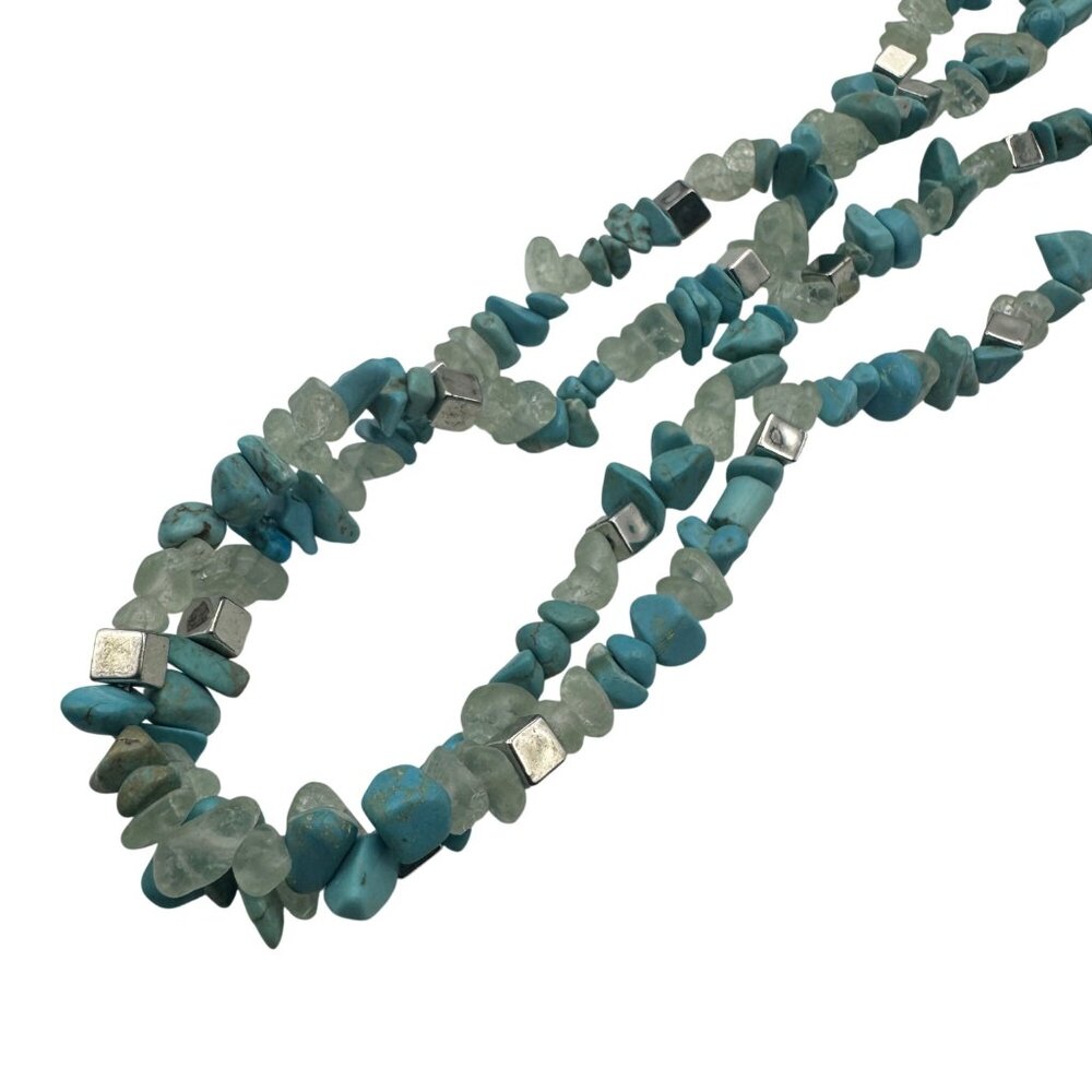 Kenneth Cole New York Gemstone Multi-Strand Necklace Turquoise & Quartz Pre-Owne - Picture 2 of 7
